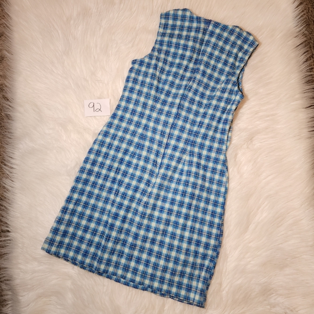VINTAGE 90's Mini Plaid Sleeveless Sheath Dress - Picture 8 of 9